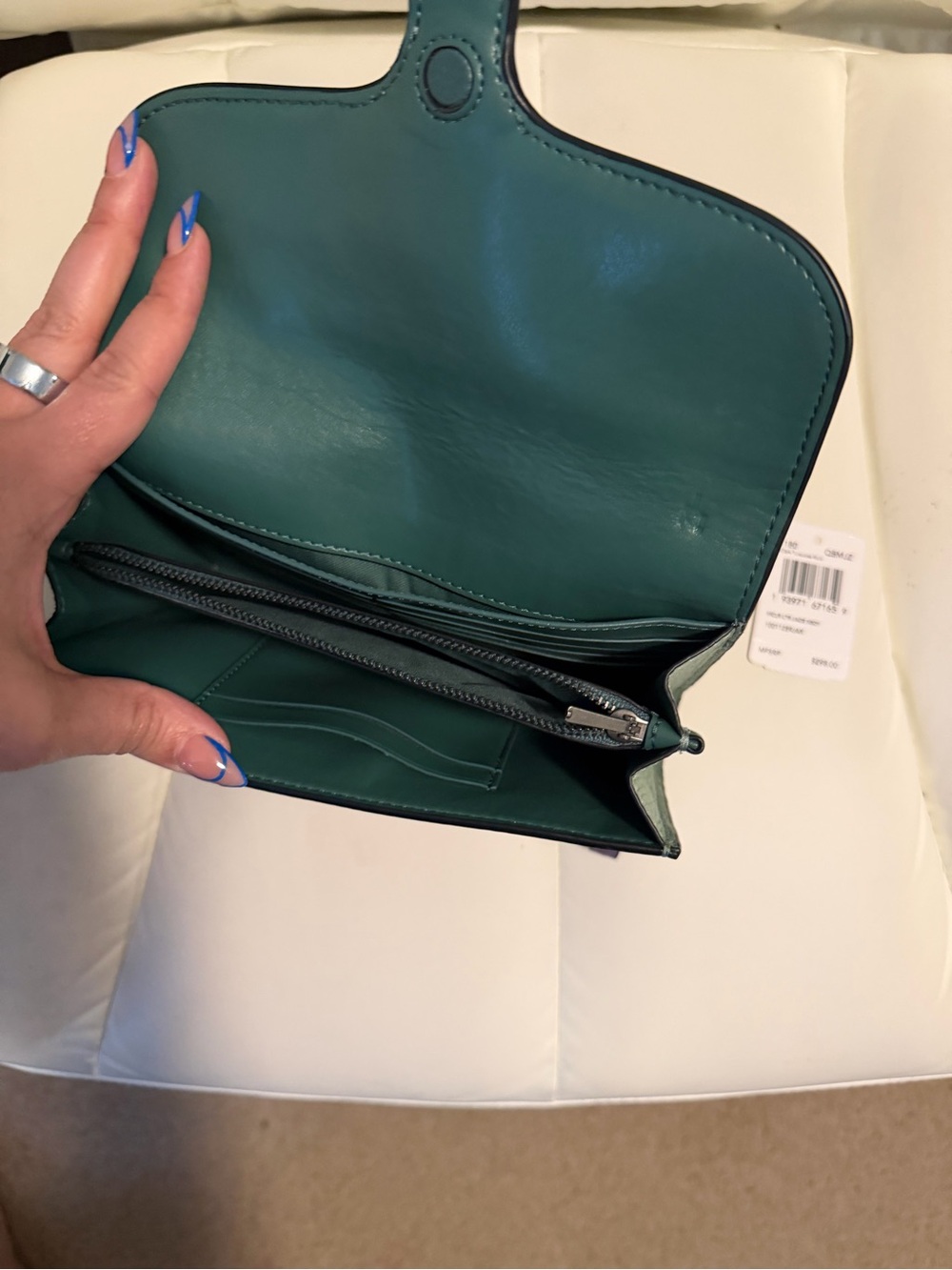 Coach Two-Tone Brown & Green Leather Crossbody with Pink Accent - Picture 4 of 5